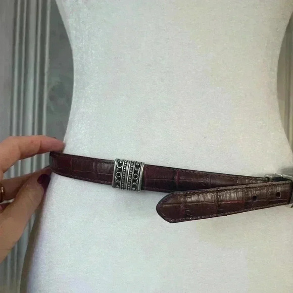 BRIGHTON|2in1 Black Leather Brown Crocodile Embossed Silver Buckle|ML Equestrian - Picture 13 of 13